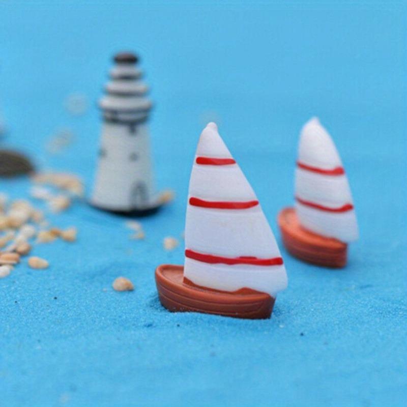 Miniature Resins Figurines Artificial Sailboat Boat Resin Diy Craft Micro Landscape Moss
