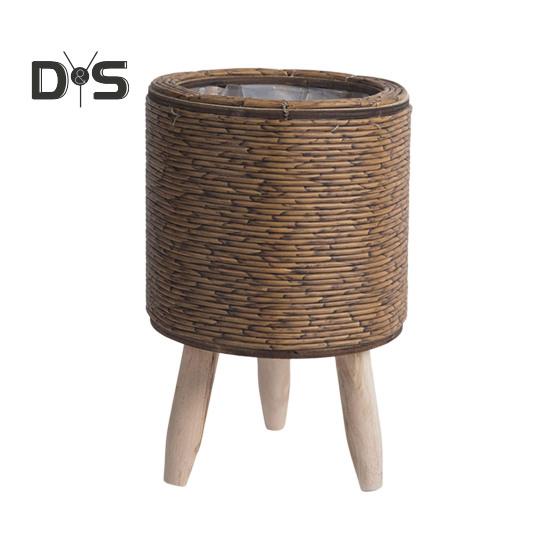 

Плетеный из ротанга цветочный горшок для дома и улицы цветочный горшок с ножками ручной работы кактус суккулентный держатель контейнер для дома балкон садовое украшение света кофе