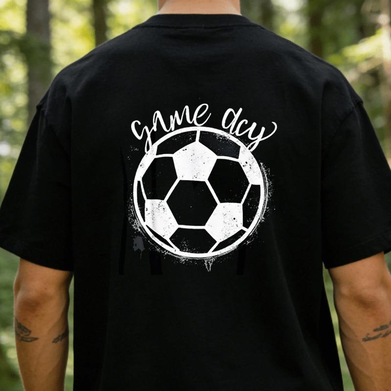 European sizes Men'S Football Graphic T-Shirt Crew Neck Tee with Soccer Ball & Mera Print - All-Season Casual Shirt