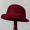 Premium Curled Woolen Hat Women's Retro Bow Bucket Hat Autumn and Winter Gold Wind Hat