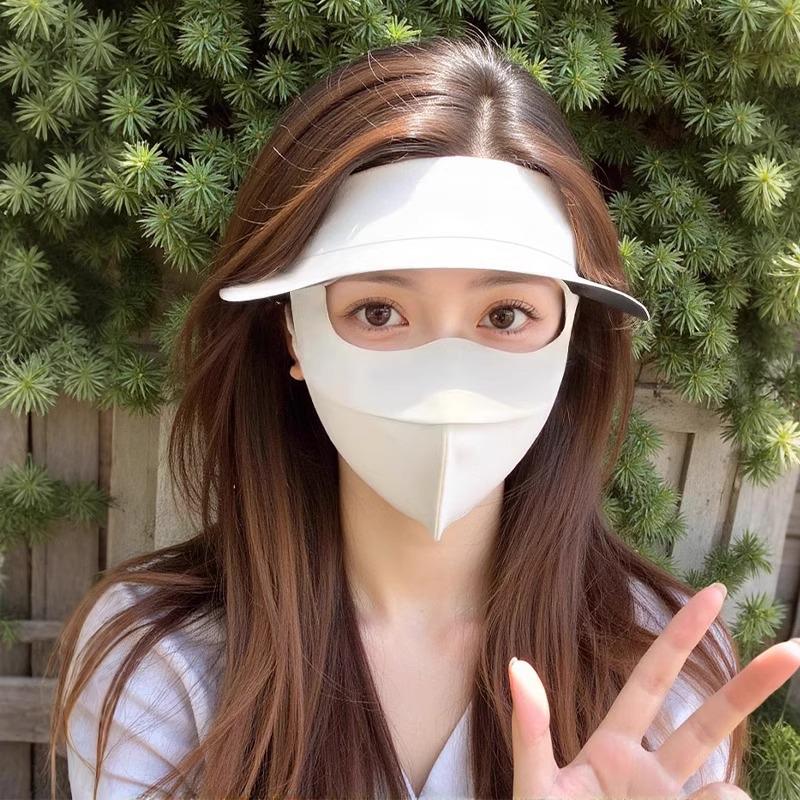 

Women s Summer UV Protection Facekini Hat with Ice Silk Full Face Cover