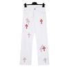 7706 CHROME HEARTS Men's and Women's American Style Trendy Jeans with Fabric Patches, Casual and Fashionable High Street Pants