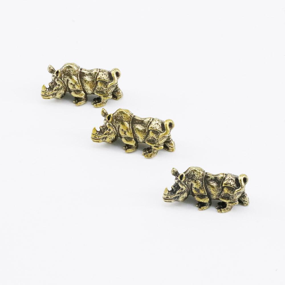 Tea Table Home Decoration Antique Animal Figurines Brass Crafts Rhino Ornaments Desktop Ornaments