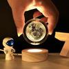 Moon Crystal Ball Night Light,h Glass Ball Night LED Lamp with Woodern Base,Decorations Gifts