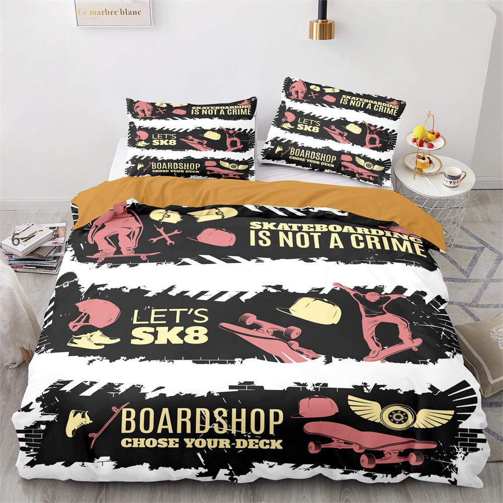 Skateboard Bedding Set Full Size 3D Santa Claus Polyester Duvet Cover Skateboard Comforter Cover Hip Hop Style King Twin Size