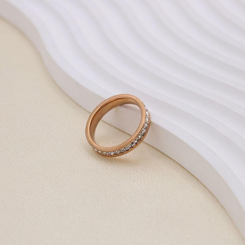 Fashion Sparkle Inlaid Zircon Popular Rose Gold Non-Fading Jewelry Ring