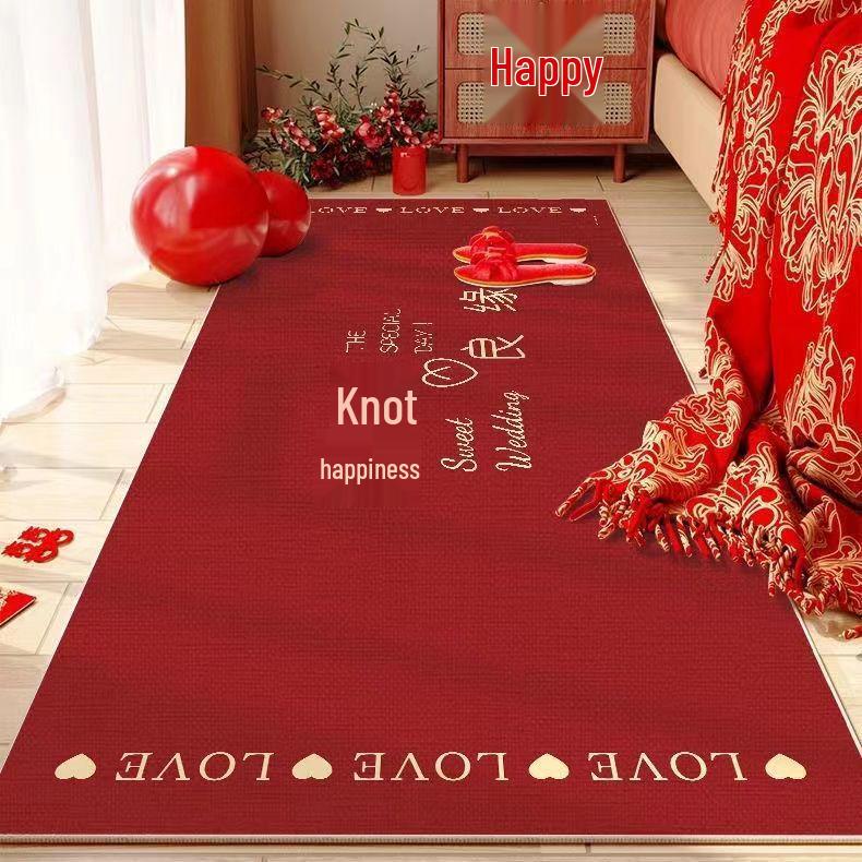 Красный свадебный прикроватный коврик и придверный коврик Двойное счастье - Идеально для декора свадебной комнаты и прихожей