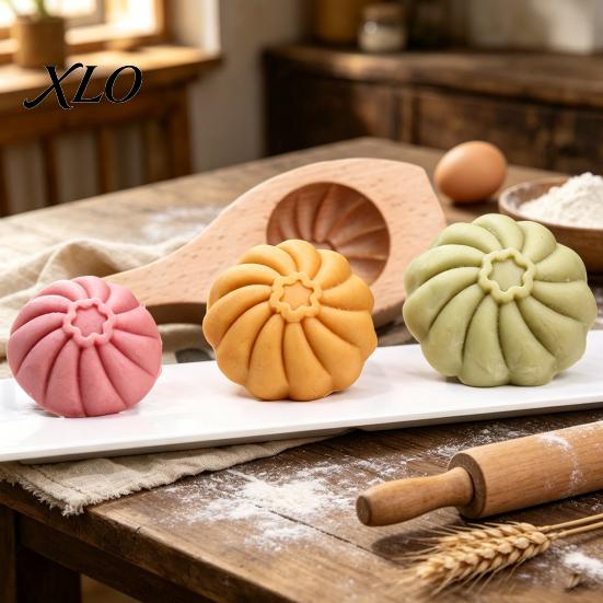 Pastry Shaping Tool Wooden Steamed Bun Maker Mold, Handmade Dough Pressing for Buns, Solid Durable Baking Mold Wood Kitchen Gadget Asian Dumpling And