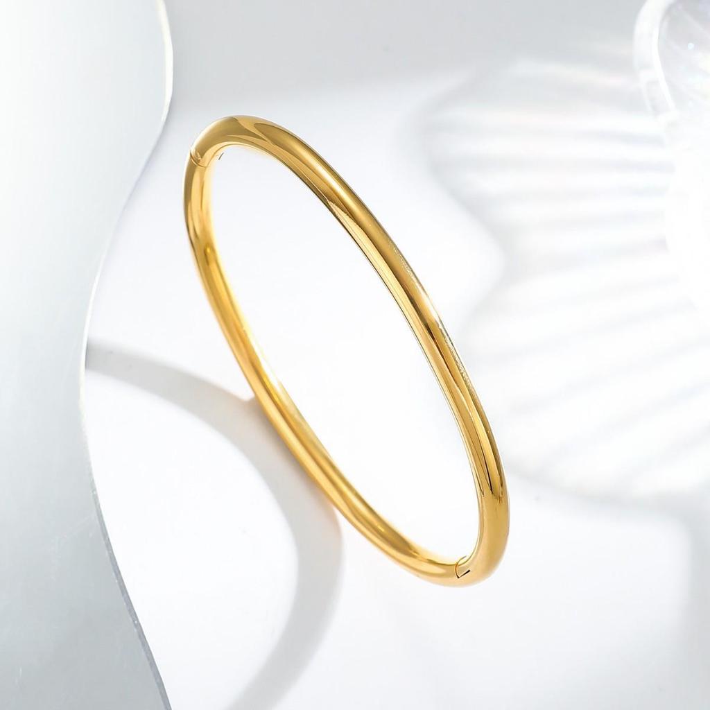 New H Fashion Stainless Steel Light Luxury Double T Open Spring Clasp Women's Bracelet