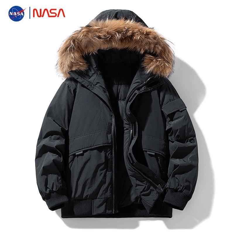 

NASA x Japanese Winter Couple s Down Jacket with Fur Collar - Men s Parka 2XL