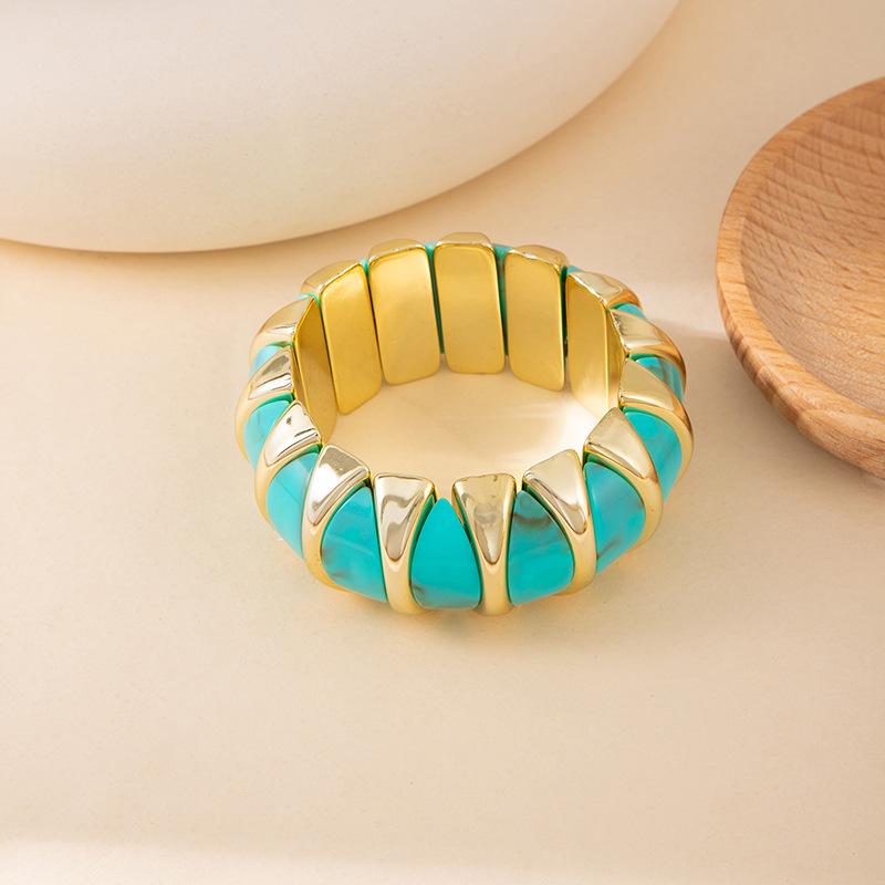 Color Smudged Acrylic Splicing Beaded Elastic Bracelet Exaggerated Bracelet Personalized High-End Jewelry