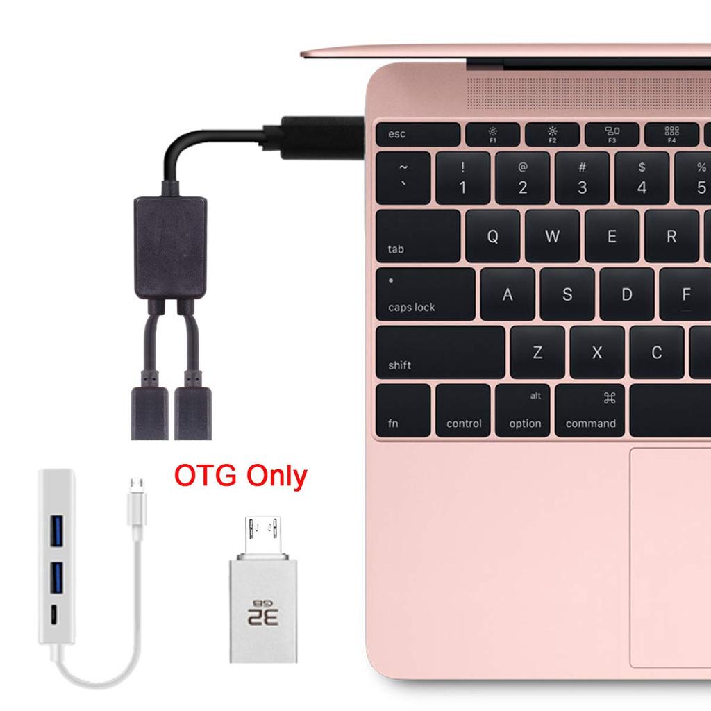 JSER Micro USB To Dual Port Micro USB Female Hub Cable for Flash Laptop, Mouse, Disk.
