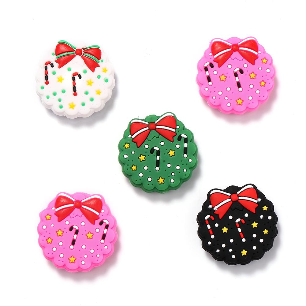 10 Stück Neue Weihnachts-Baby-Silikon-Beißringe Perlen Lebensmittelqualität DIY Armband Baby-Schnullerkette Zahnungs-Kauspielzeug Zubehör