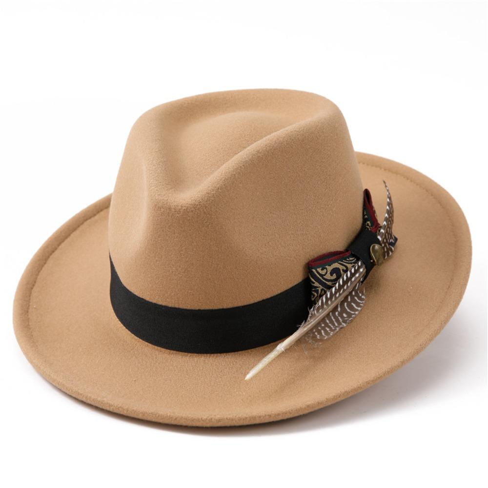Fedora Hat Topper Hat Panama Bucket Hat Retro Woolen Top Hat  Travel Style 7