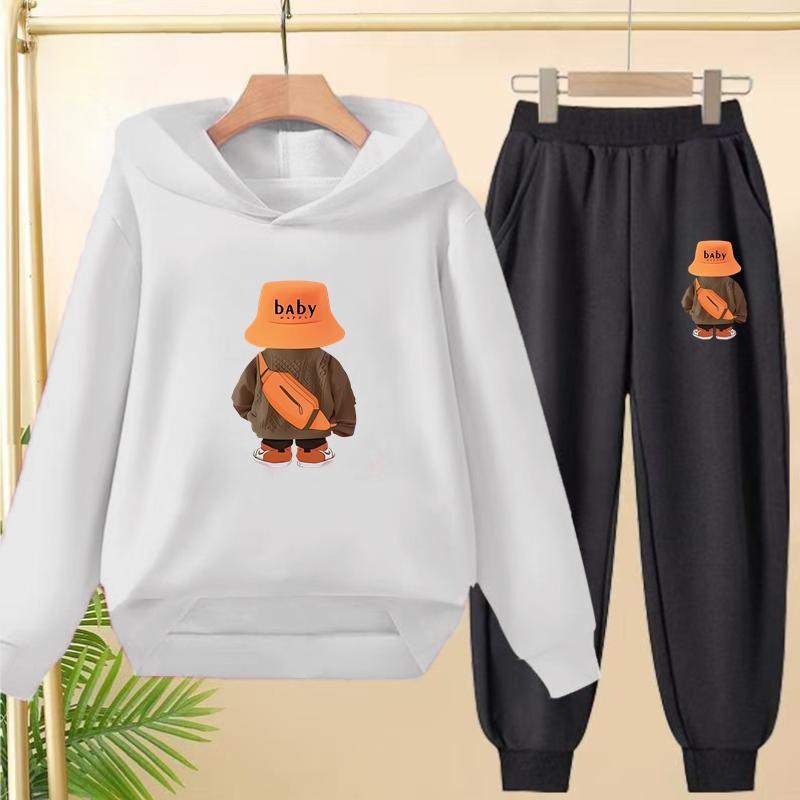 Suit Hoodie, "Baby Boy", Suitable for Boys and Girls Aged 3 to 12. Its Features Are Pink, White and Blue Tops and Trousers