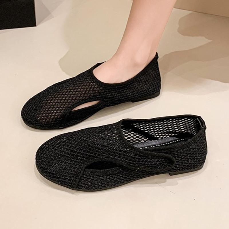 

Модные сетчатые балетки, мягкие сандалии для женщин, удобные дышащие плетеные туфли, летние новые тренды 2025, повседневные кроссовки, модные сандалии для женщин 41 чёрный