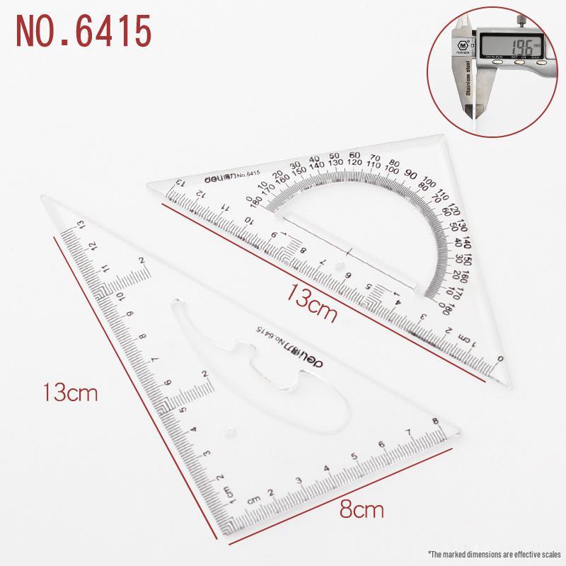 Deli Student Engineering Drafting Triangle Set: 20/25/30/35/40/45cm. Transparent