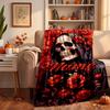 Flowers Skull Custom Flannel Blankets Soft Warm Cozy Throws for Home Decor Holiday Gifts
