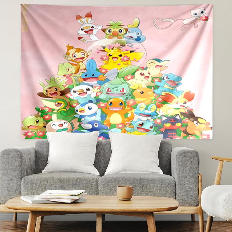 1PC Cute Pika Adventure K-pop music group Tapestry Accessories for Bedroom,Livingroom, dormitory Room Wall Decor Fan Birthday Gifts