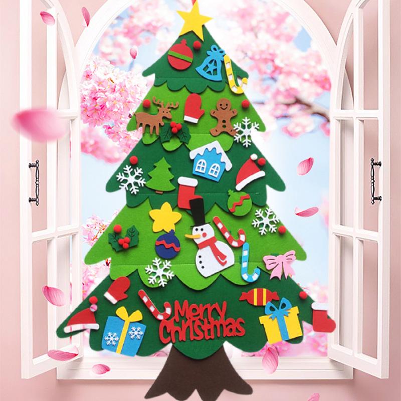 98cm Felt Christmas Tree DIY Christmas Decoration Home Navidad New Year Merry Christmas Ornaments Santa Claus Xmas Gift Kids