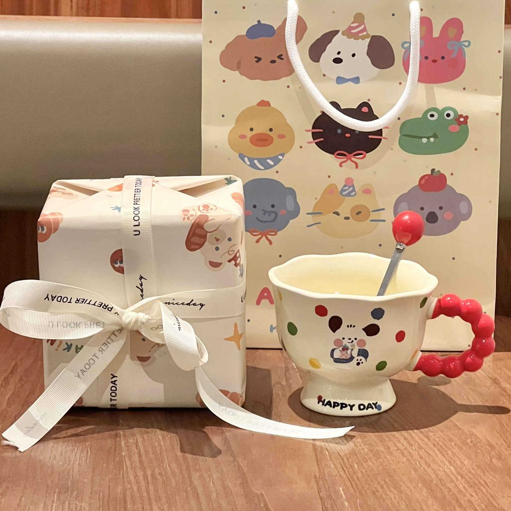 Cute Cute Goblet Hand-painted Cartoon Ceramic Mug Couple Water Cup Birthday Gift Souvenir