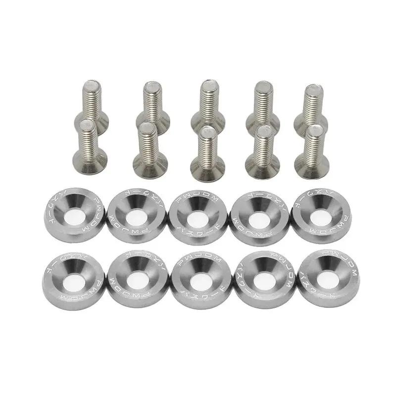10 PCS M6 Car Modified Fasteners Fender Washer Bumper Engine Concave Screws Fender Washer License Plate Bolts Car Styling Gasket