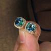 Popular Mini Square Group Set with Diamond Gradient Tourmaline Earrings and Ear Buckles