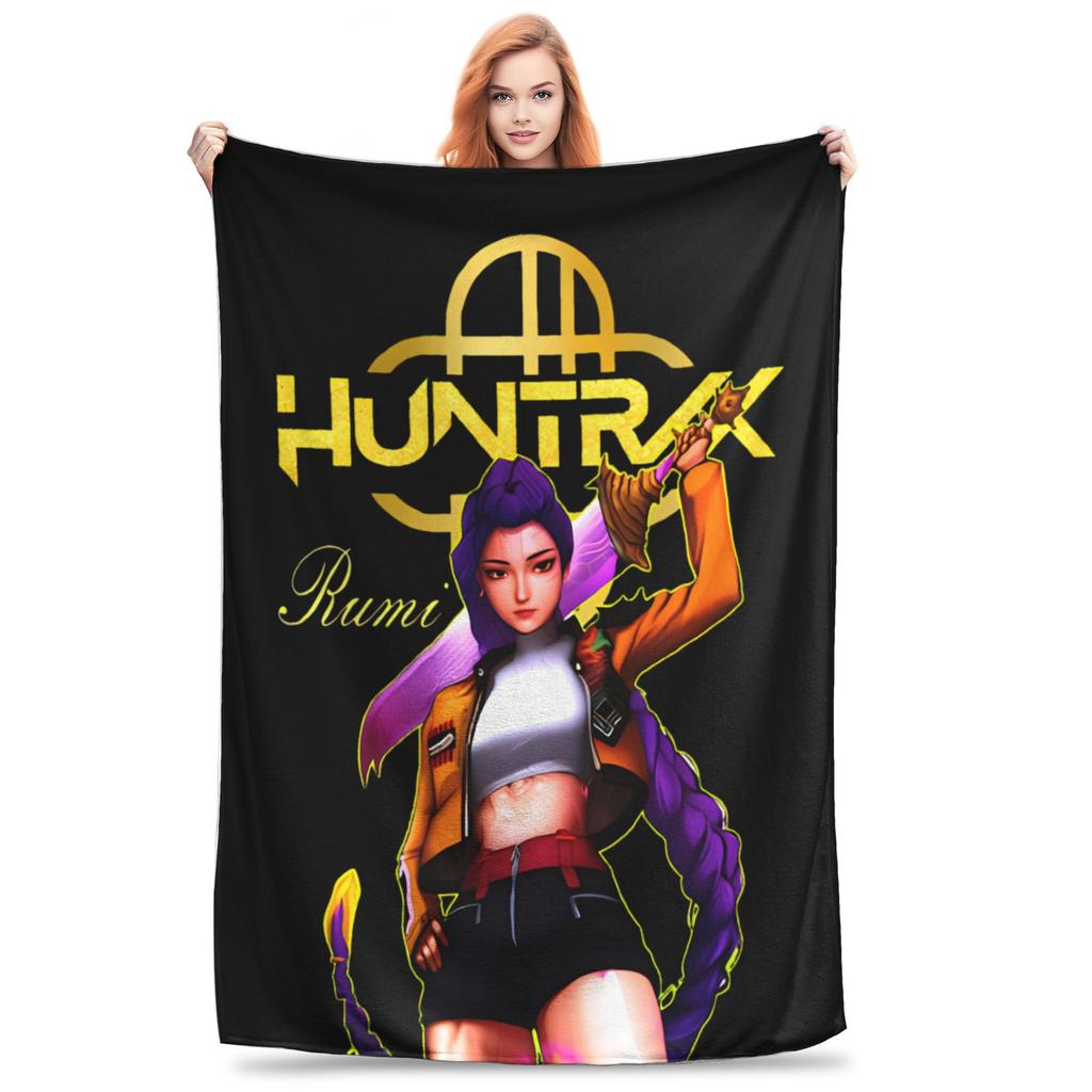 Huntrix Gold Blanket Quality Warm Soft Throw Blanket Winter Airplane Travel Couch Bed Street Trend Bedspread