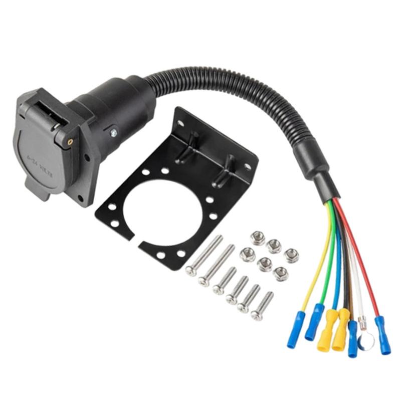 6-24V 7 Pin Trailer Connector Plug RV Light Adapter with Wire Harness For trailers RVs trucks caravans trailer socket connecter