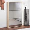 Vidaxl Shoe Cabinet With 3 Shelves And Mirror, Oak Color 63X17X102.5 Cm