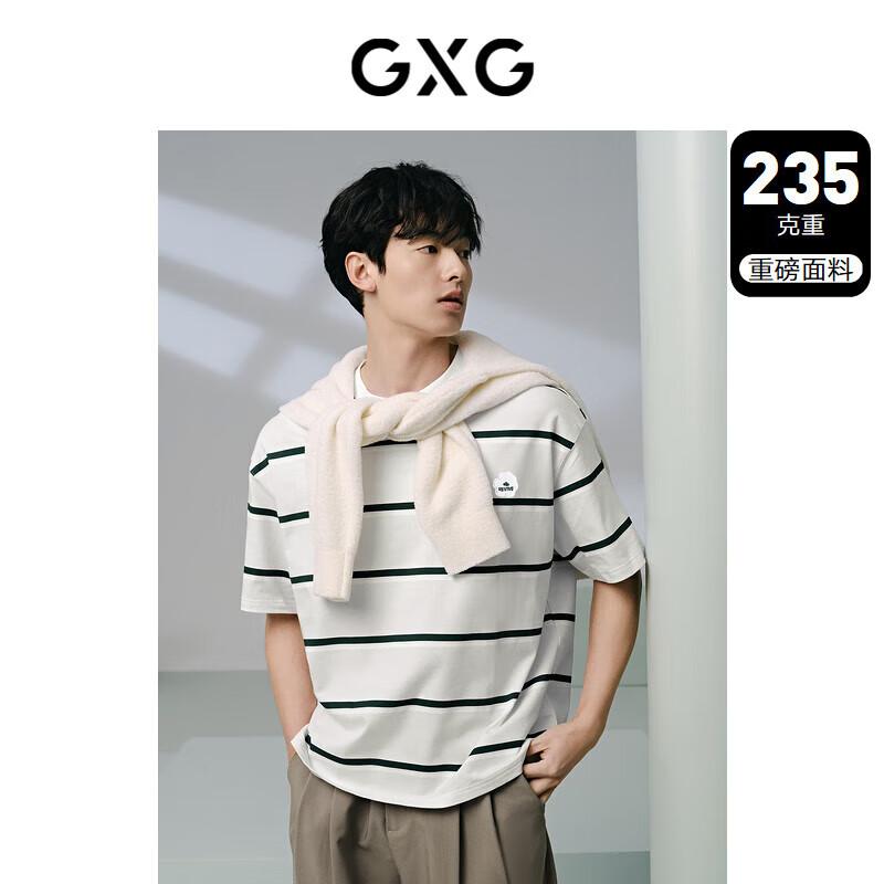 

GXG Men s 235g Heavyweight Striped Loose Casual Short Sleeve T-shirt XL
