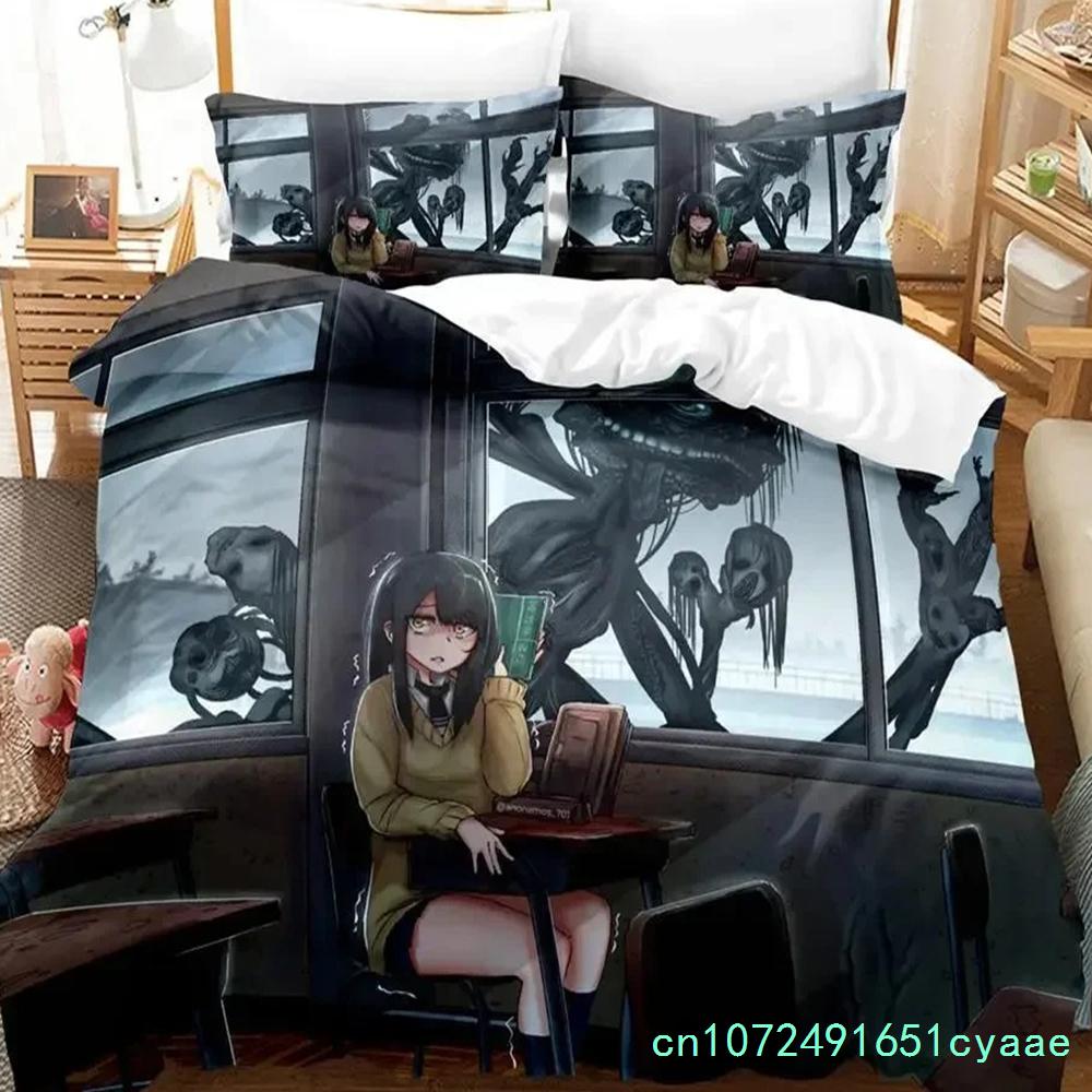 Anime Mieruko-chan The Girl Who Can See Them Bedding Set Boys Girls Twin Queen Size Duvet Cover Pillowcase Bed Kids Adult