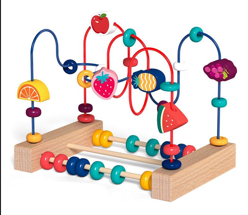 Jouets Montessori Bébé Roller Coaster en Bois Labyrinthe de Perles Jeune Enfant Apprentissage Précoce Puzzle Éducatif Jouet Mathématique pour Enfants 1 2 3 Ans