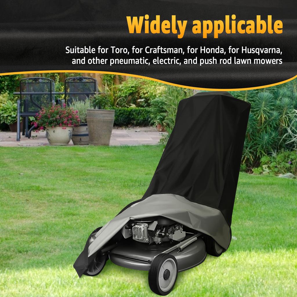420D Outdoors Lawn Mower Cover Heavy Duty Polyester Oxford Push Mower Cover Waterproof Sunscreen Lawnmower Covers Anti-Tear Lawn