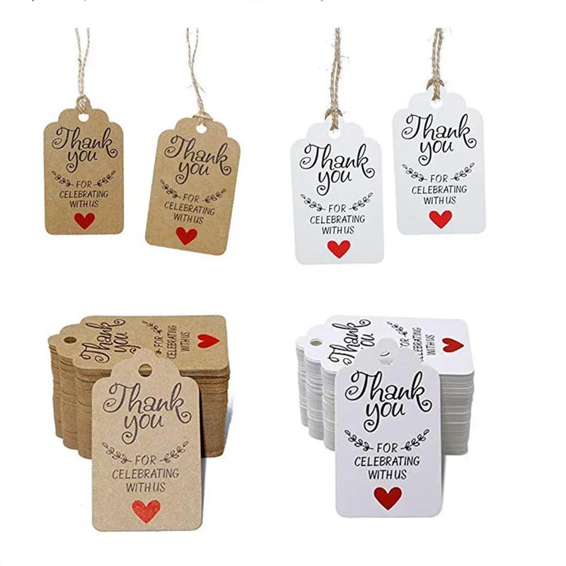 100 szt. etykietka + 20 metrów sznurka ręcznie robiona etykietka do samodzielnego zawieszania. Dziękujemy za świętowanie z nami. Tagi Prezent Pieczenie, Dekoracja Opakowania