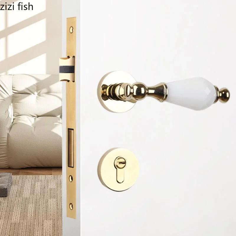 Metal Ceramic Indoor Door Lock Silent Lock Safety Split Locks Magnetic Lock Door Handle Door Furniture Hardware Accessories Tool