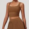 Longline Sports Bras for Women Square Neck Workout Tank Tops with Built In Bra Yoga Padded Crop Top Yoga Clothing Gifts