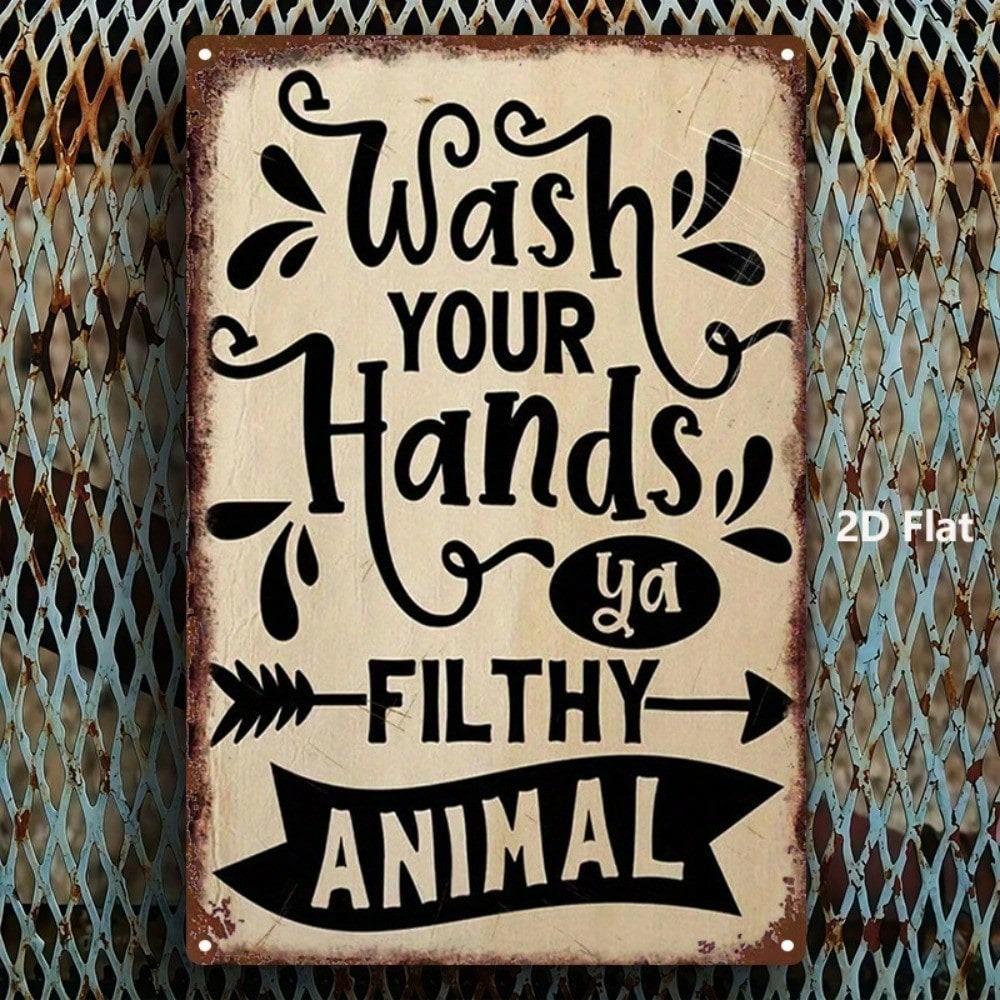 Wash Your Hands Vintage Metal Sign 8x12 Inch, Rustproof UV Resistant Iron Wall Art