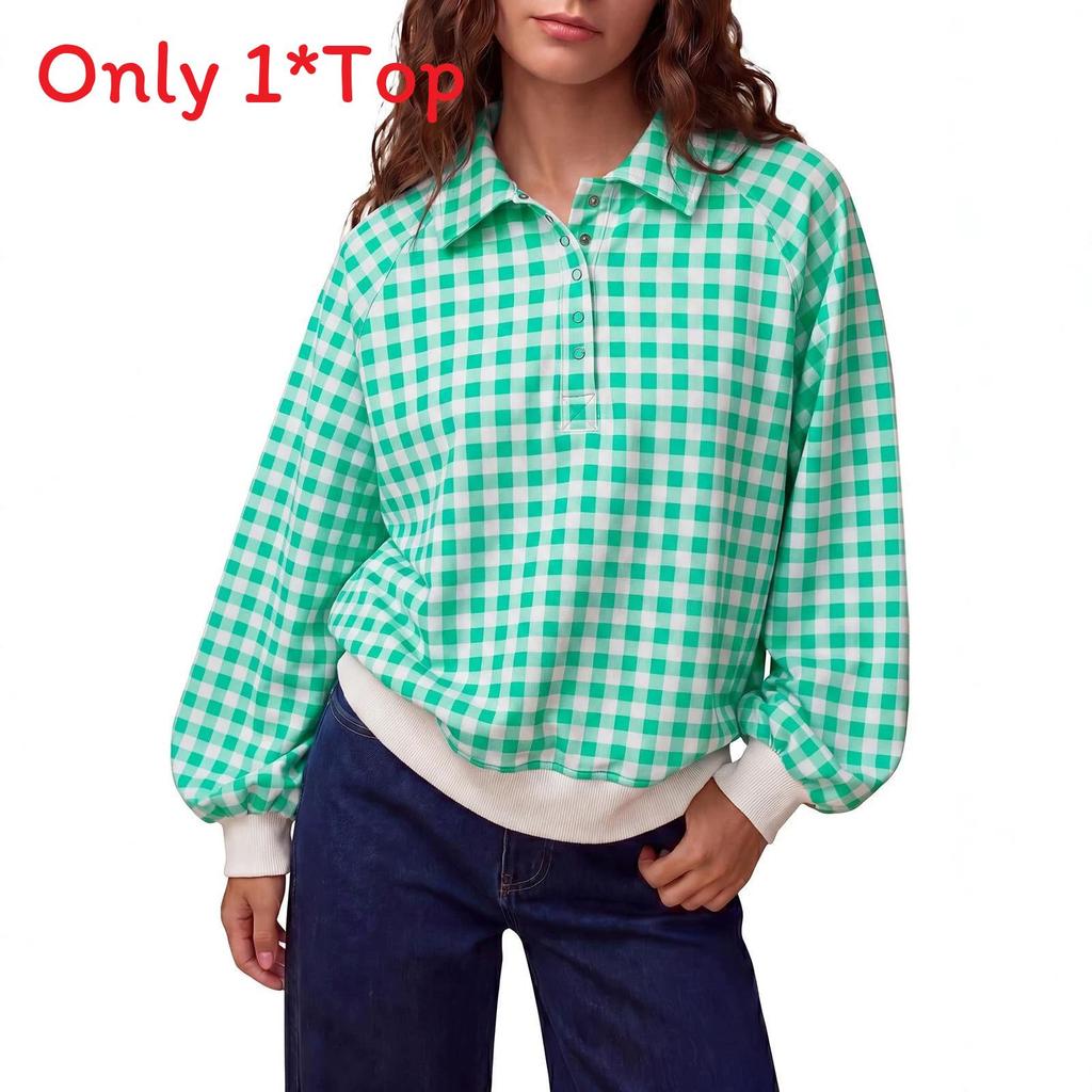 Maglione a collo alto a quadri in misto cotone da donna a maniche lunghe, stile casual autunnale