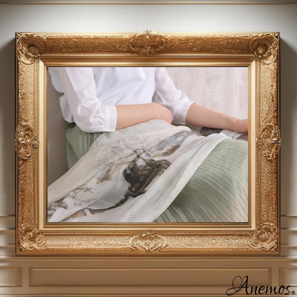 Silk Impressionist Claude Monet Snowy Road At Honfleur Chiffon Silk Large Masterpiece Stole Gift [Anemos] 100%