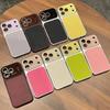 Luxury Lychee Leather Color Case for iPhone 17 16 15 14 13 Pro Max Matte Shockproof Glass Camera Protection Soft Bumper Cover