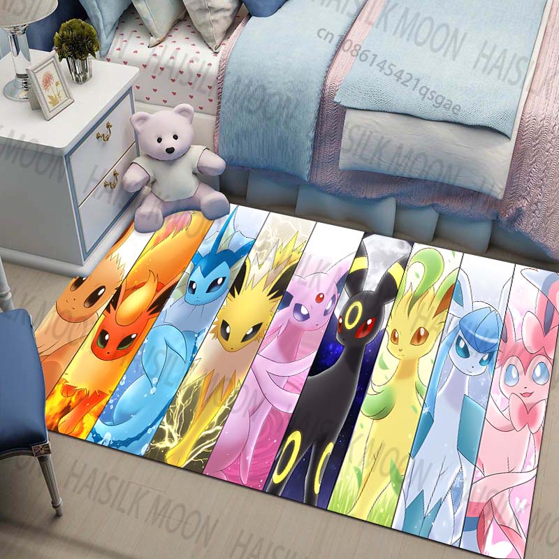Multi-Sizes Pokemon All Eeveelutions Pattern Carpets for Living Rooms Play Mats Rugged Bedroom Decor Crawl Mats Luxury Gifts