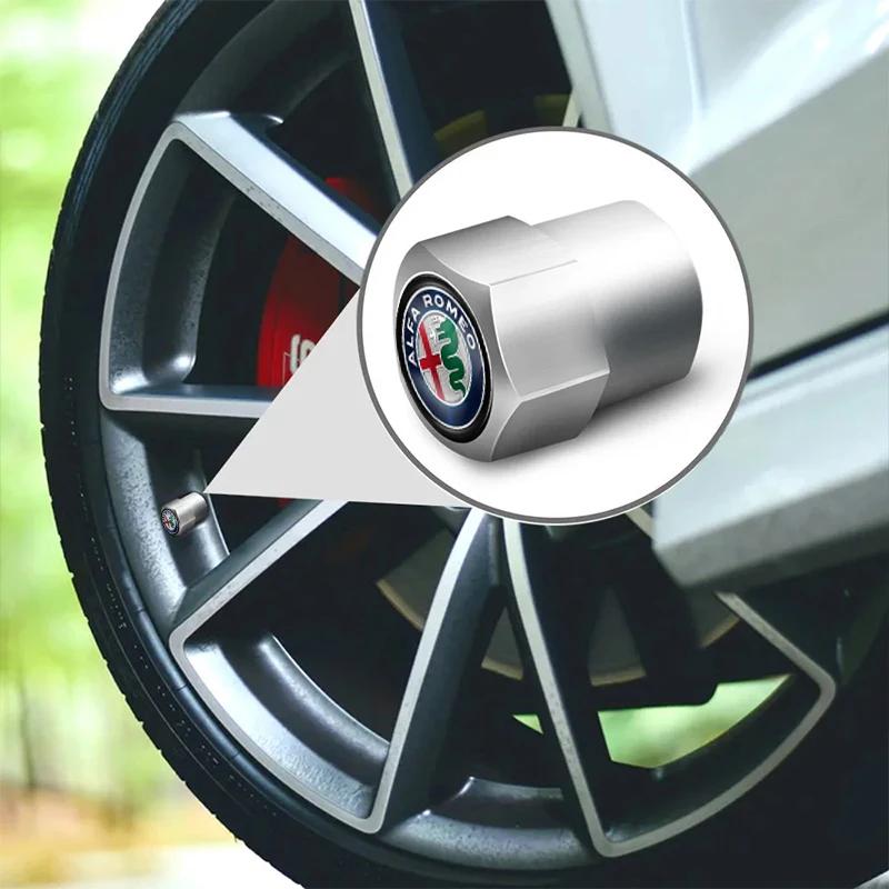 Car Stickers For Alfa Romeo 4Pcs Aluminum Alloy Car Wheel Tire Valve Caps Stem Cover For Alfa Romeo 4C 159 166 Spider Giulia Giu