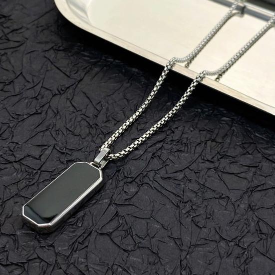 Colier bărbați stil punk hip hop titan oțel negru pandantiv lustruit pulover pereche colier bijuterii individuale pentru adulți