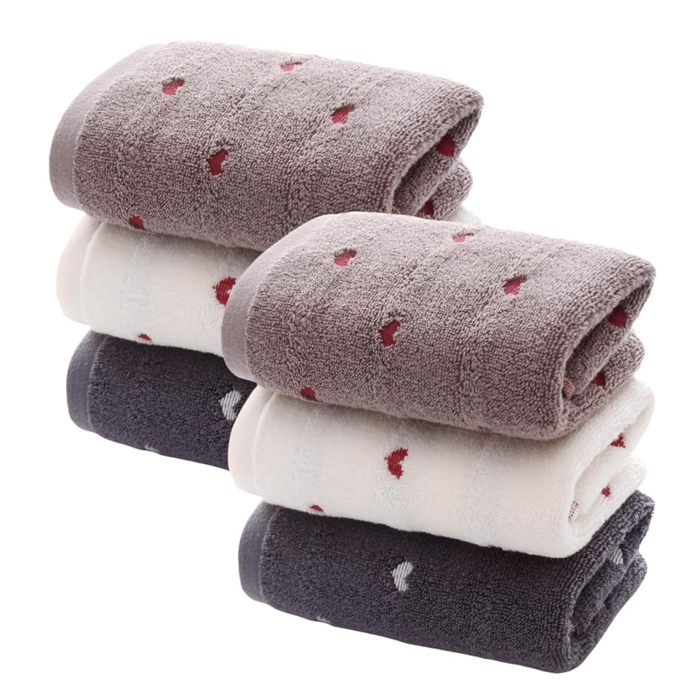 Face Towel Set, Heart Pattern, 100% Cotton, Fluffy, Soft, Gentle on Skin, Fast Absorption, Quick