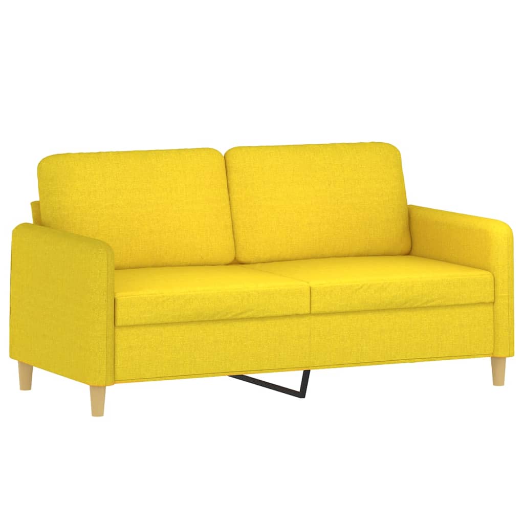 Vidaxl 2-Osobowa Sofa Z Poduszkami, Jasnożółta, 140 Cm, Tkanina