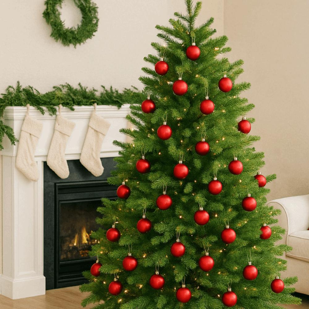 6Pcs Red/Blue Mirrored Christmas Balls 6cm Christmas Hanging Balls Snowflake Christmas Ball  Gift