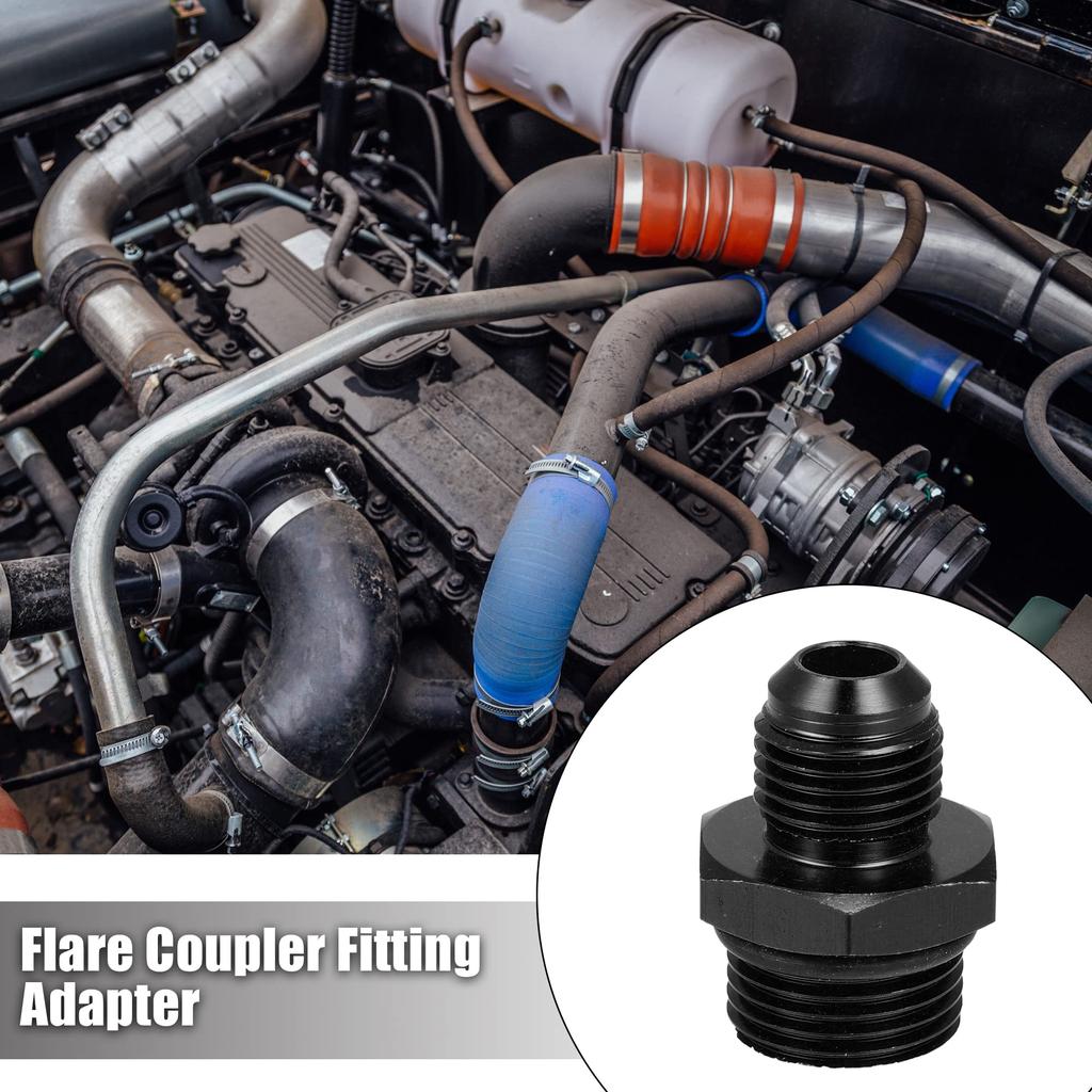 uxcell AN6-M18*1.5 Cooler Fittings, Male Metric Threaded Fittings, Adapter, Straight Hose End, Aluminum Alloy, Fitting Adapter, For Cars, Black