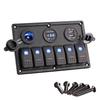 6Way Rocker Switch Panel+Dual USB Car Charger+Voltmeter Car Cigarette Lighter