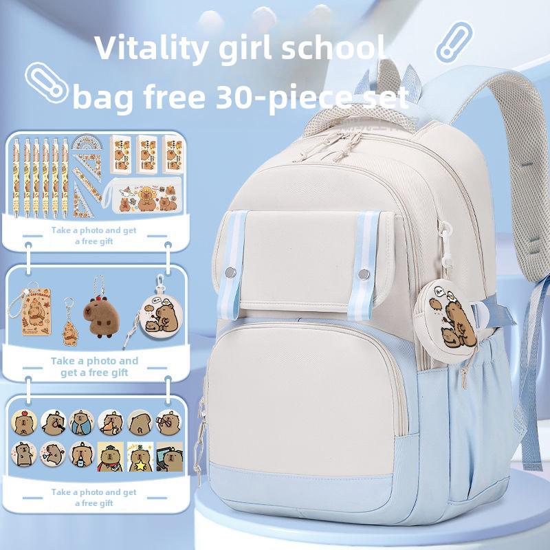 2024 Capybara Girls' Backpack: Stylish, Spacious & Perfect for Grades 1-6